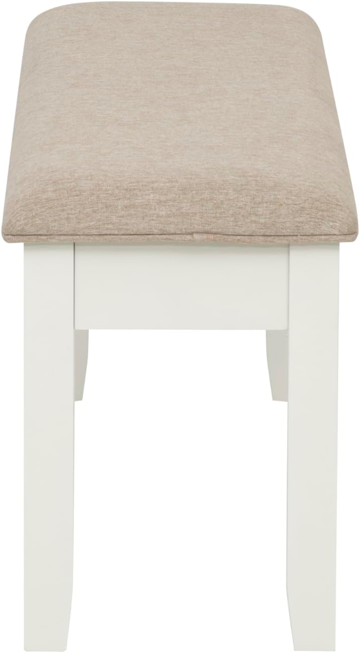 Jane White and Beige Dining Bench with Storage Compartment by Powell