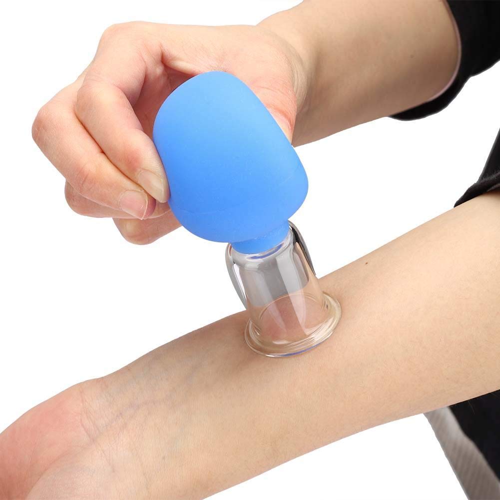FOOJo 4pcs / Box Vakuum-Schröpftherapie-Sets, Silikonglas-Körpermassage-Schröpfbecher zur Schmerzlinderung bei Müdigkeit, Anti-Cellulite-Saugkörper-Entspannungsmassagegerät