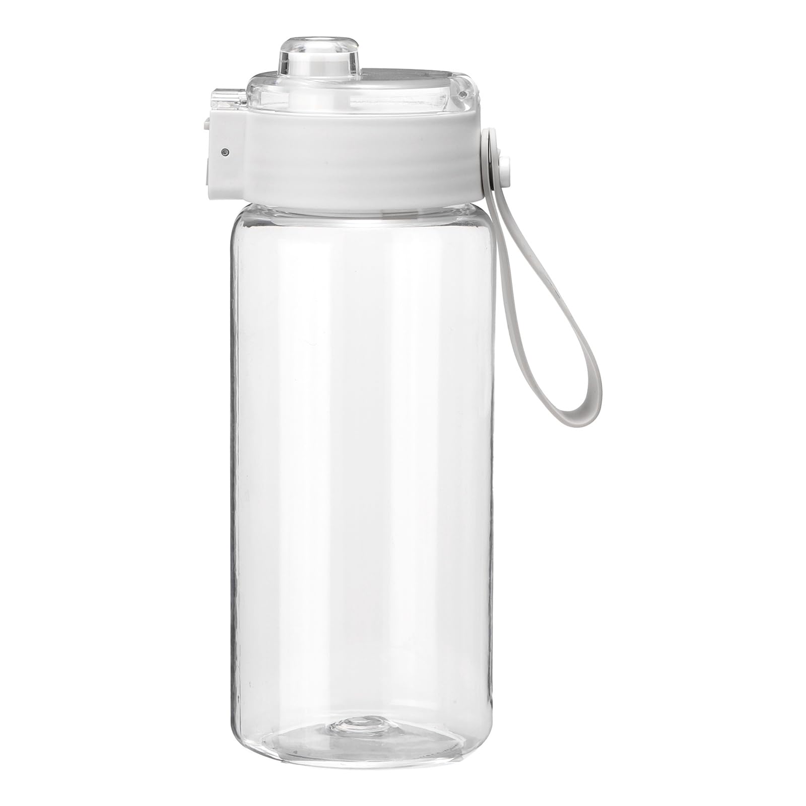sourcing map Water Bottle 550ml / 12 oz Plastic Leak-Proof Sports Water Bottle with Wide Mouth & Carry Handle for Gym Camping Cycling Travel Cold Drinks, White