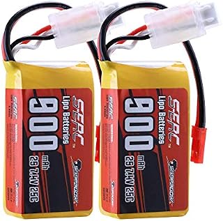 SUNPADOW 2 Pack 2S 7.4V Lipo Battery 900mAh 25C Soft Pack with JST Plug for RC FPV Helicopter Airplane Drone Quadcopter Racing Hobby