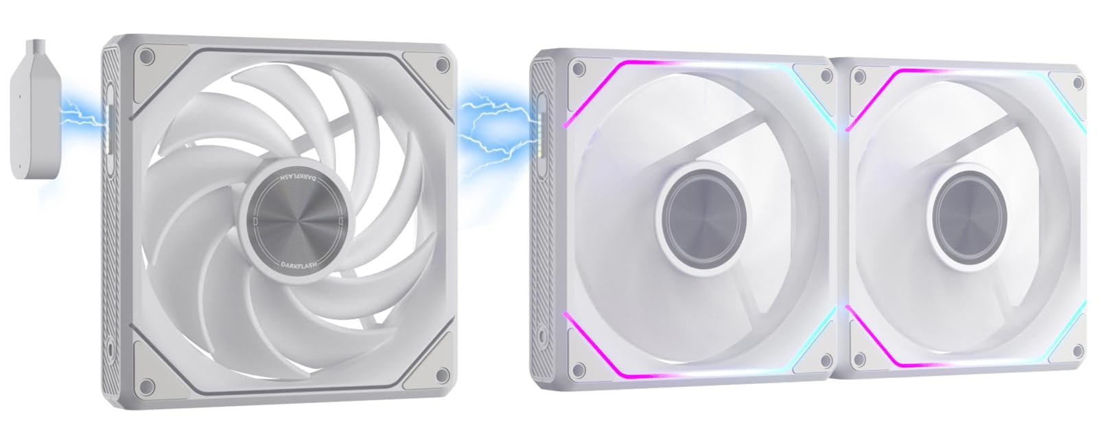darkFlash G16 Lot de 3 ventilateurs magnétiques ARGB pour boîtier PC 120 mm – Installation sans outil, refroidissement jusqu'à 2200 tr/min, PWM à 4 broches, synchronisation avec le logiciel de la