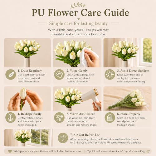 Image of Mandy's 20pcs Artificial Cream Tulips