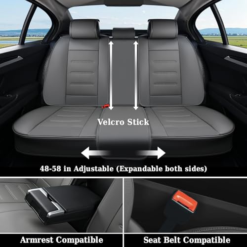 Image of Coverado Car Seat Covers Full Set, Seat Covers for Cars, Car Seat Cover, Car Seat Protector Waterproof, Leather Car Seat Cushion, Universal Car Interior Covers Seat Protectors for Most Cars Gray