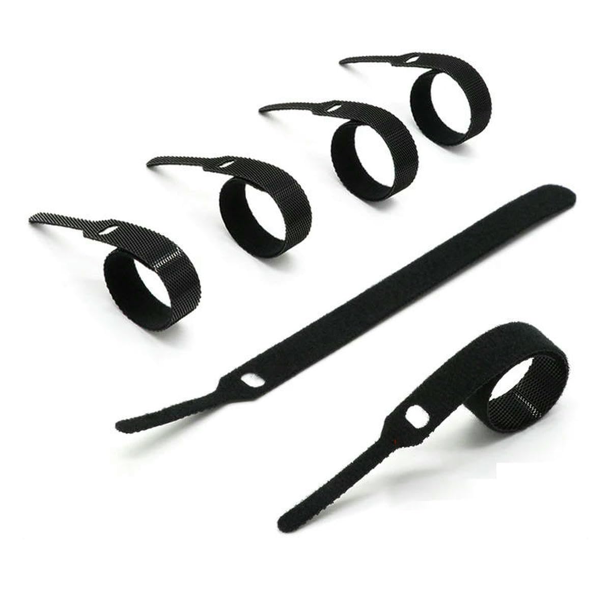 Bsguz 200 Pieces Black Reusable Nylon Cable Ties 150 200 300Mm Adjustable Cord Ties Fastening Wire Management Straps Hook Loop Cord Organizer Tie-200Mm