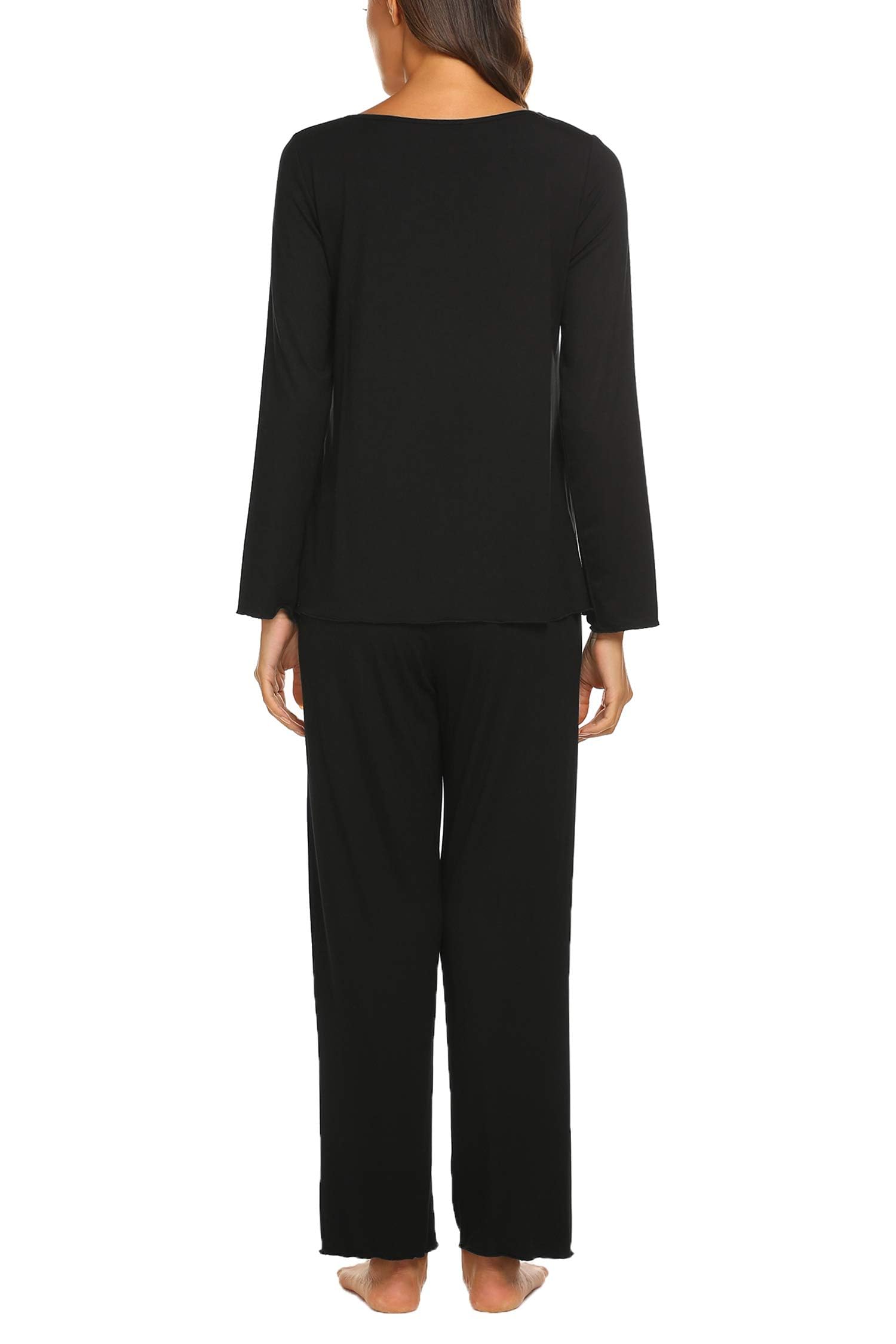 MAXMODA Pigiama Donna Pigiami Due Pezzi Maglietta Manica Lunga e Pantalone Lungo S-XXL