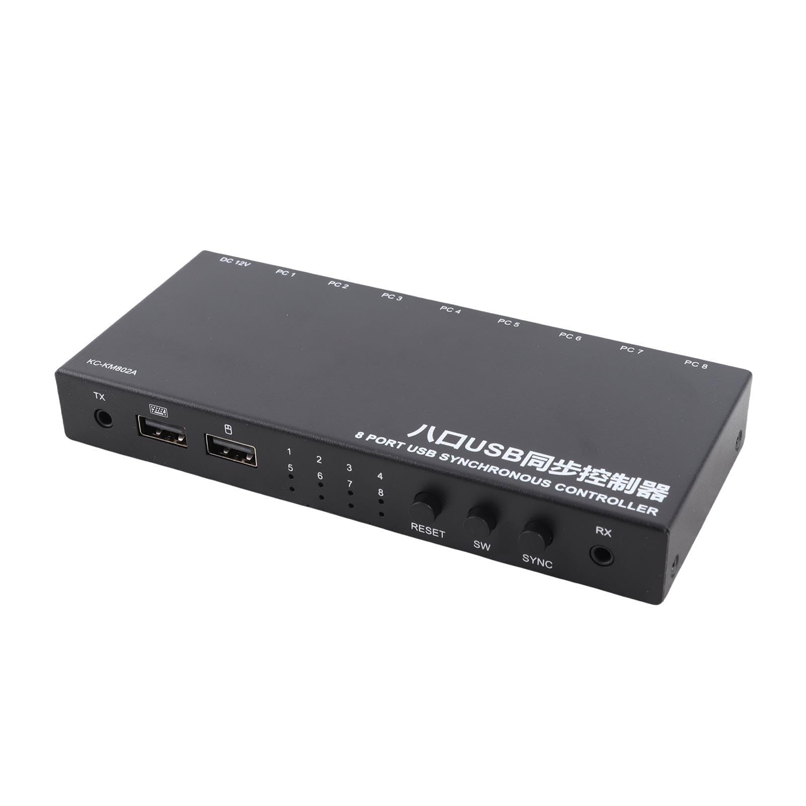 Synchronizator USB Mysz Synchronizacja Klawiatury 8-portowy Przełącznik Sterowanie Klawiszami Skrótu Metalowa Obudowa w Kolorze Czarnym