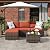MilleLoom 5-Piece Outdoor Sectional Sofa Set, All-Weather PE Rattan Patio Furniture with Ottoman & Tempered Glass Table, Convertible Garden Couch for Backyard, Porch, Poolside (Brown/Wine Red)