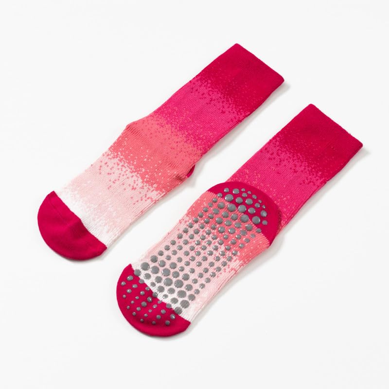 Image of Verdancy Yoga Pilates Socks with Grips for Women Non Slip Gradient Color-Blocked Cushioned Crew Socks for Barre Ballet Dance