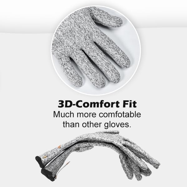 VOLO Level 5 Hand Protection Cut Resistant Gloves | Food Grade Safety for Kitchen Cutting & Industrial Work | Anti-Slip Grip Gloves for Cooking, Yard Work & Daily Tasks | Free Size | 1 Pair 4
