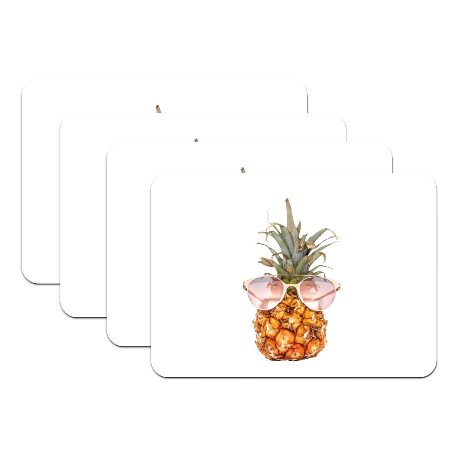 Sets de table ananas à lunettes grand format 39,5x28,5 cm en caoutchouc (lot de 4)