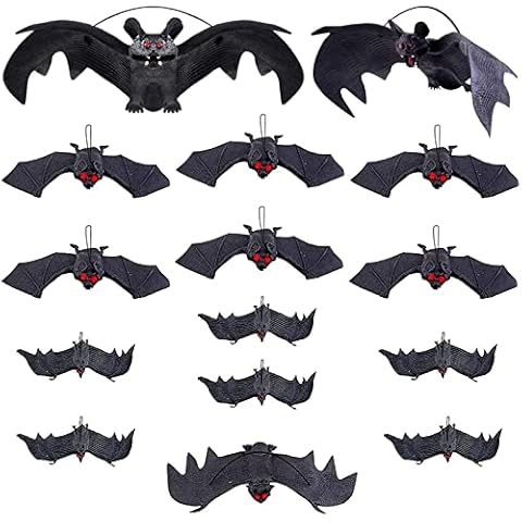 HBSTK 15 Pieces Halloween Bats Decorations, Halloween Party Supplies 3D Halloween Bat Decoration Hanging Bat Decorative Scary Bats Halloween Party Decoration Cover