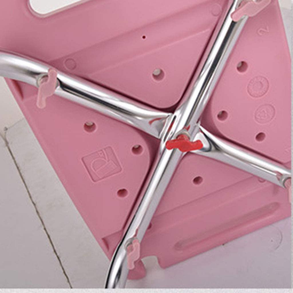 Asiento de Ducha con Respaldo Rosa con apoyabrazos, Taburete de Ducha Antideslizante de Altura Ajustable para Asiento de Ducha para Patas de Aluminio Resistentes para Mujeres Mayores con DIS
