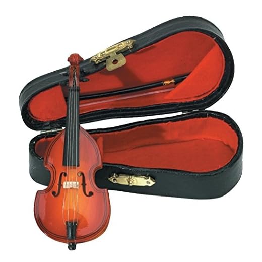 GEWA 980620 - Instrumentos en miniatura, contrabajo con arco y estuche, 11 cm