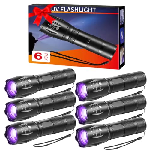 Staaricc 6Pack Small UV Flashlight Black Light, 395nm Pet Urine Detector
