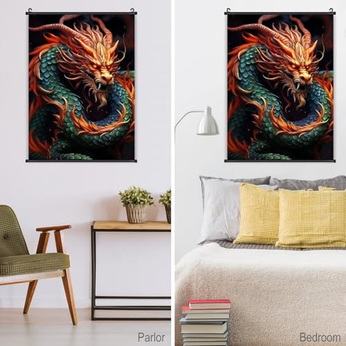Impression sur toile dragon chinois décoration murale moderne maison - 5
