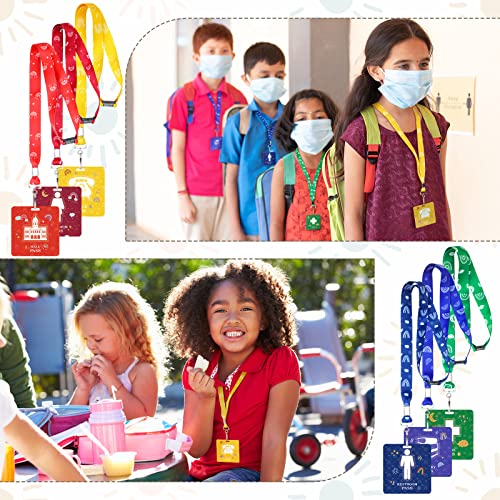 Kosiz 24 Pcs Hall Passes Lanyards School Classrooms Passes Set Unbreakable Pvc Bathroom Passes Bulk Neck Lanyard School Passes For Teacher Student Parent Library Office Nurse Supply (Rainbow) #TOP4
