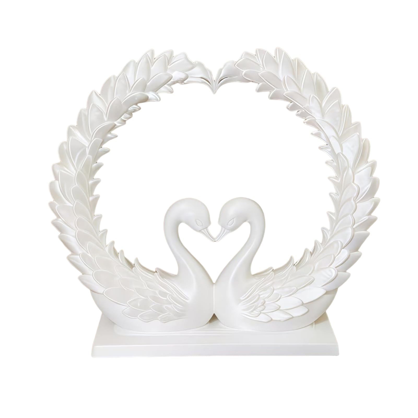 Glifora 3D Printed Heart Shape Swan Couple Figurine - Romantic Love Statue for Wedding, Women, Couple and Wife, Modern Style Decor for Shelf, Office, Living Room and Coffee Table