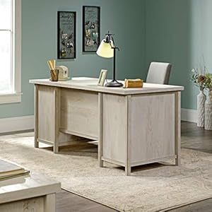 Sauder Costa Office Desk with Drawers Executive Desk with File Drawer Storage in Chalked Chestnut