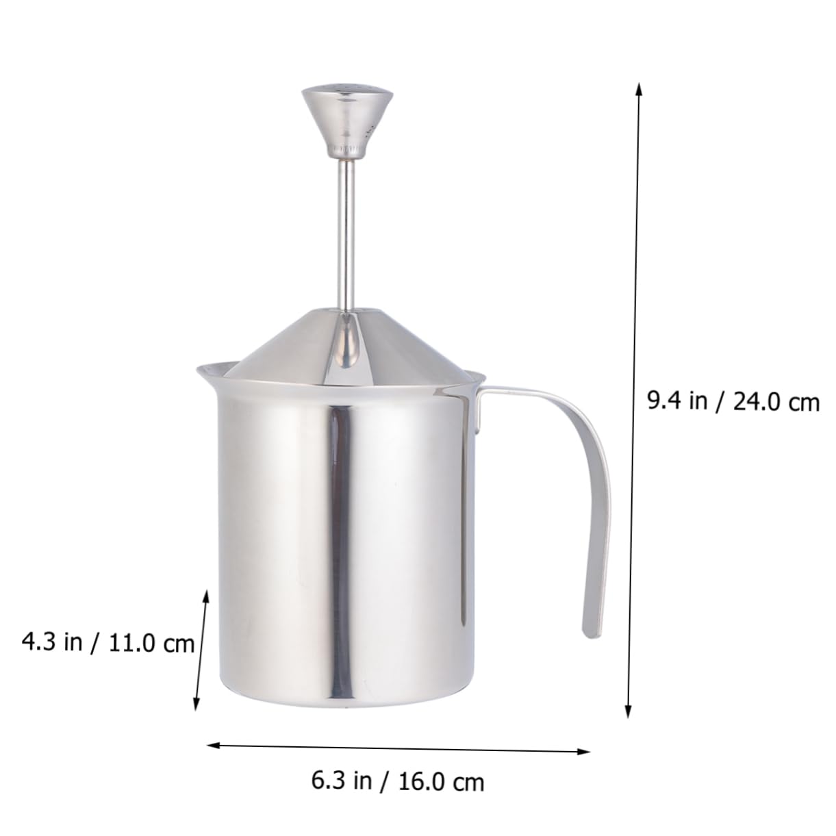 BESTYASH Espumador de Leche Manual de Acero Inoxidable 304 sin Electricidad Doble Malla y 800 Ml Adecuado para Café en Casa
