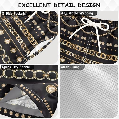 OREZI Boys Swim Shorts Illustration Seamless Gold Jewelry Bathing Suit3