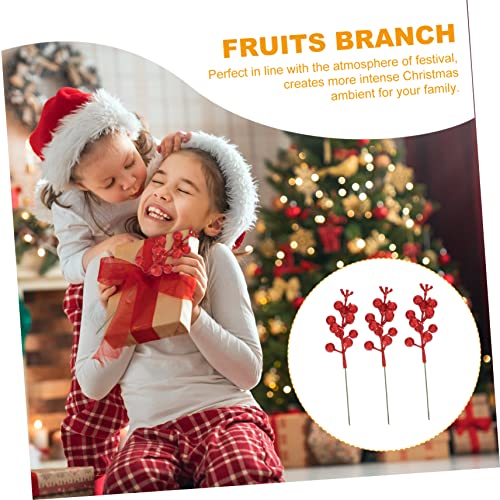 Toddmomy 24Pcs Decorações De Natal Artificiais Para Bagas Vermelhas Artificiais Para Artesanato Ramo