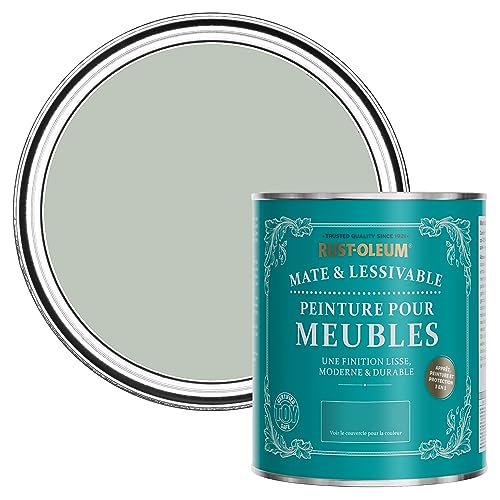 Rust-Oleum Peinture Verte Mate & Lessivable pour Meubles, Finition Mate - Vert craie 750ml