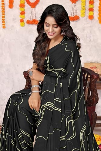 Image of MIRCHI FASHION Saree for Woman Chiffon Georgette Geometric Printed | Lightweight Farewell and Women's Office Sari with Blouse Piece