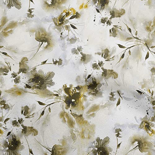 oneOone Silk Tabby Olive Green Fabric Abstract Watercolor Floral Sewing Craft Projects Fabric Prints By Yard 42 Inch Wide-248