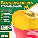 MASKO® PU Schubkarrenrad Vollgummi 200 kg 4.80/4.00-8 Ø 390mm Achse Ersatzrad Gummirad Stahlfelge Reifen pannensicher für Schubkarre Gartenkarren pannensicheres PU Rad inkl. Handschuhe, Gelb/Rot