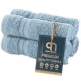 Qute Home 4-Piece Washcloths, Bosporus Collection 100% Turkish Cotton Premium Quality Towels for Bathroom, Quick Dry Soft and Absorbent Turkish Towel, Set Includes 4 Wash Cloths (Sky Blue)