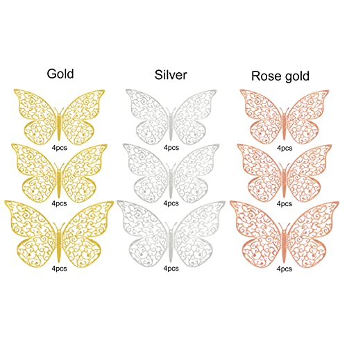 36 vinilos decorativos mariposas 3D removibles doradas miniatura 5