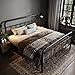 Allewie Queen Size Metal Platform Bed Frame with Victorian Style Wrought Iron-Art Headboard/Footboard, No Box Spring Required, Black