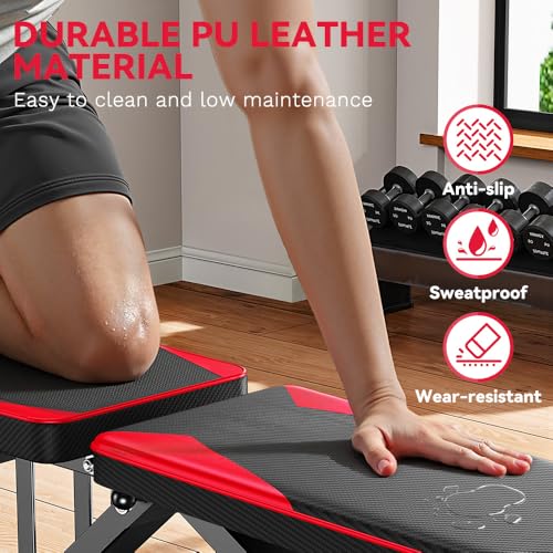 GartistGo Banco de pesas plegable ajustable con bandas de resistencia, capacidad de 300 kg, respaldo de 8 posiciones y marco de acero de aleación de plegado rápido para gimnasio en casa - imagen 5