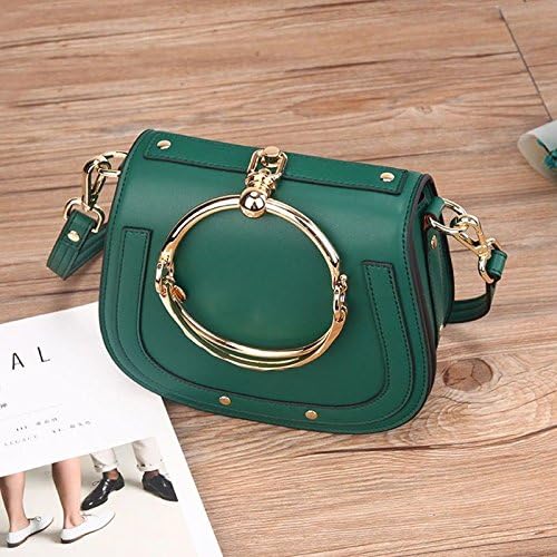 Ladies leather rings saddle bags fashion retro Single Shoulder Satchel green
