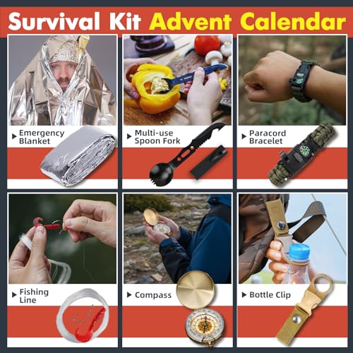 Survival Kit Advent Calendar 2025 for Adult - 24-Day Christmas Countdown with Survival Tools - Holiday Countdown Calendar - Gifts for Men Dad Him Teen Boys - Stocking Stuffers & White Elephant Gifts image 4