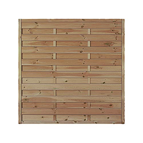 Günstiger Sichtschutz Zaun + Lamellenzaun Maße 150 x 150 cm (Breite x Höhe) aus Kiefer/Fichte Holz, druckimprägniert 'Berlin' Massiv II