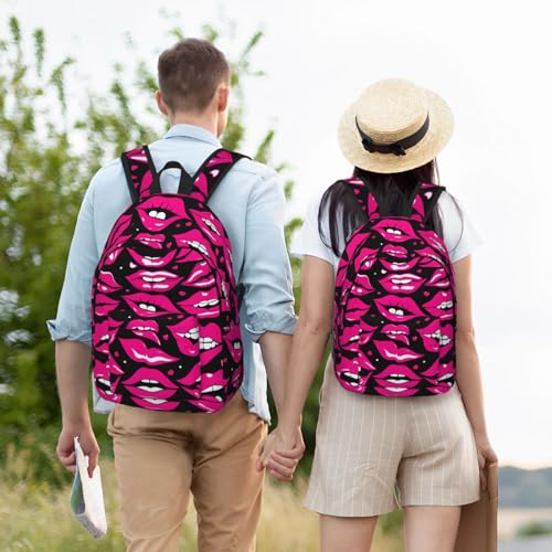OdDdot Laptop-Rucksack, Tagesrucksack, Motiv: Muscheln, Sanddruck, für Reisen, Camping, Wandern, Büchertasche für Damen und Herren, Lippen, S