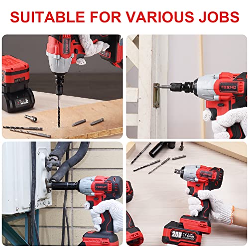 Brushless Akku Schlagschrauber mit Adapter, Max Drehmoment 320 Akku Drehschlagschrauber mit 3.0AH Akku TEENO, Einstellbares Drehmoment, 5 TEENO-Schlagschraubereinsätze, 26 Zubehörteilen (Ein Akku) – Bild 7
