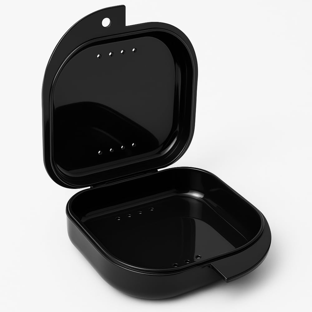 FEORA Dental Orthodontic Teeth Aligner Retainer Case Denture Box in Black Color Aligner Case Retainer Mouth Guard and Denture Storage Box Retainer Box Retainers Case Durable, Portable & Hygienic(1)-image-6