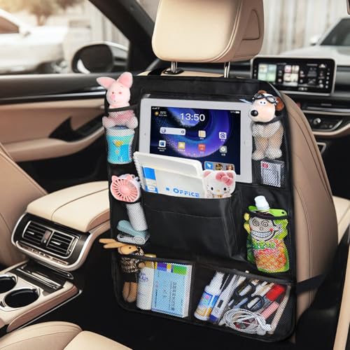 Image of COFSODI Car Back Seat Organizer. Kid Backseat Protector, Road Trip Storage Essentials, Seat Travel Bag, Long Trip Backseat Tissue Holder, Behind The Seat Hanging Pocket. Suitable For Car And Truck