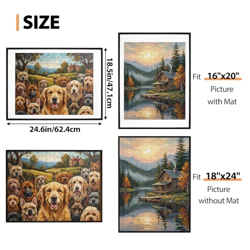 Image of Fixwal 18x24 Poster Frames Set of 6 with Shatter Resistant Plastic Cover, Thin Border Light Weight Picture Frame for Wall Gallery Display, Puzzle Frame for 500 Pieces Finished Puzzles, Black