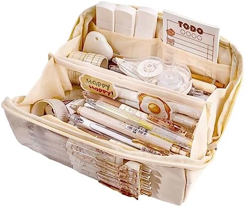 AuraGlor Estuche para lápices de gran capacidad, 8 compartimentos, bolsa grande para lápices, estuche para lápices, organizador de almacenamiento