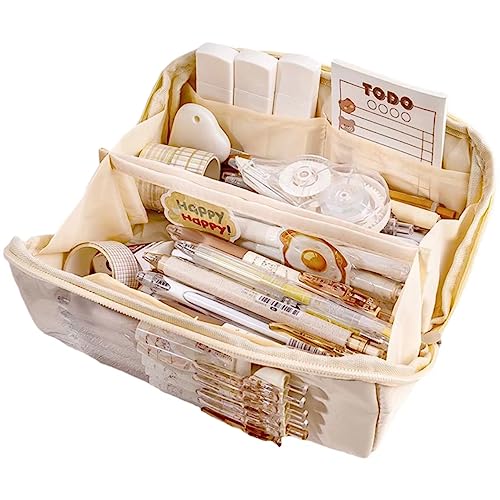 AuraGlor Big Capacity Pencil Case 8 Compartments Large Pencil Pouch Pen Bag Pencil Box Holder Organizer Simple Storage Aesthetic Stationery Cosmetic