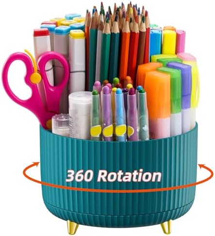 Marbrasse Desk Organizer, 360-Degree Rotating Pen Holder, Desk Or...