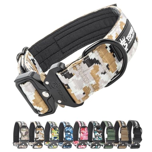 TSPRO Premium Collier pour Chien, Réglable Collier Tactique Chien avec Patch et Une Solide Boucle Métallique à Libération Rapide, pour Chiens de Taille...