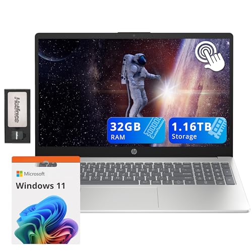 Image of HP Pavilion 15.6 inch HD Touchscreen Laptop, Intel i3-1215U, 32GB RAM, 1.16TB Storage(1TB SSD+160GB Docking Station Set), Intel UHD Graphics, Num Pad, HD Camera, Fast Charge, Wi-Fi 6E, Win 11, Silver