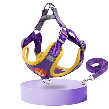 Coleira Peitoral para cachorro pequenos e médios com pet colete confortável (Roxo,XL (10-14 KG))