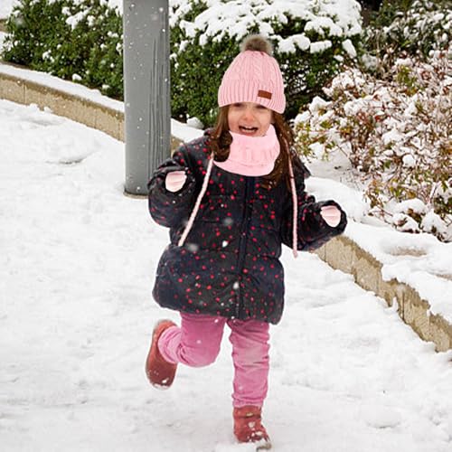 Image of Kids Hat Scarf Gloves Set, Kids Winter Beanie Hat Scarf Gloves Set with Knit Thick Warm Fleece Lined for 1-6 Years Old