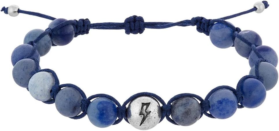Adjustable Blue Aventurine Stone Beaded Bracelet in Lightning