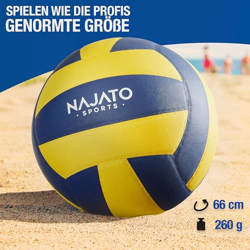 NAJATO Sports Volleyball – Langlebiger Beachvolleyball Größe 5 – Für den Outdoor & Indoor Bereich